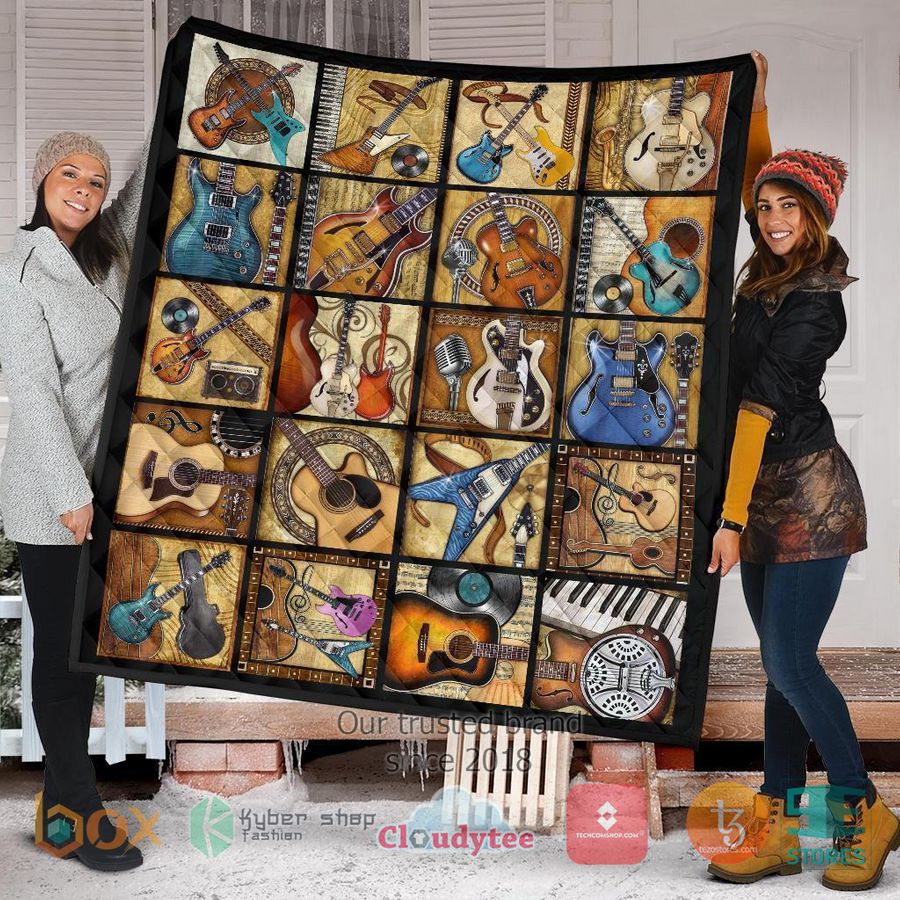 vintage guitar guitar quilt blanket 1 65252