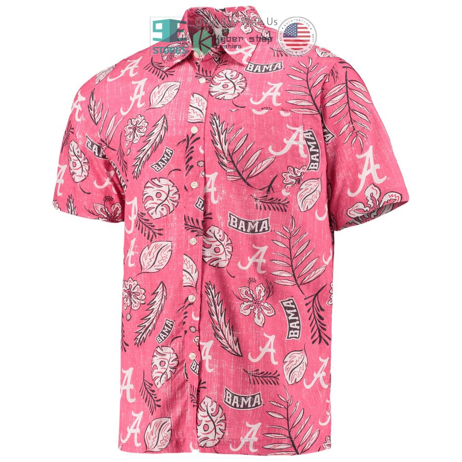 alabama crimson tide wes willy vintage floral crimson hawaiian shirt 2 30539