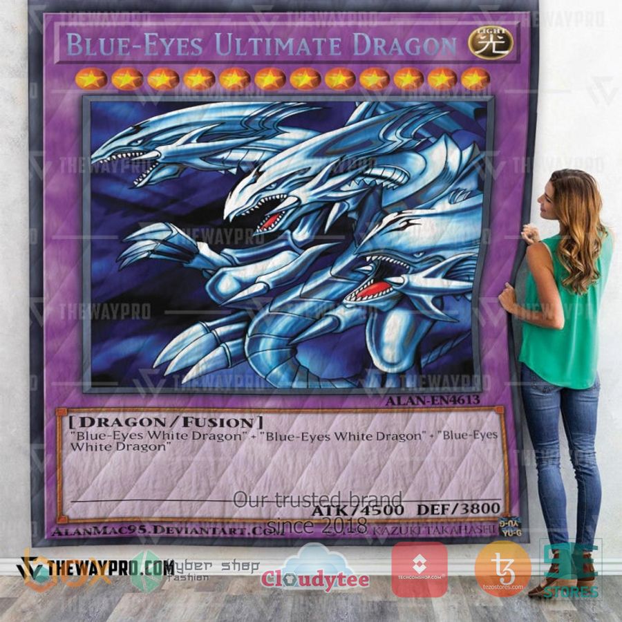 anime yu gi oh blue eyes ultimate dragon quilt 1 5860