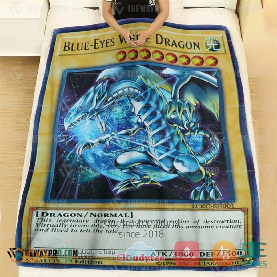 anime yu gi oh blue eyes white dragon soft blanket 2 20909