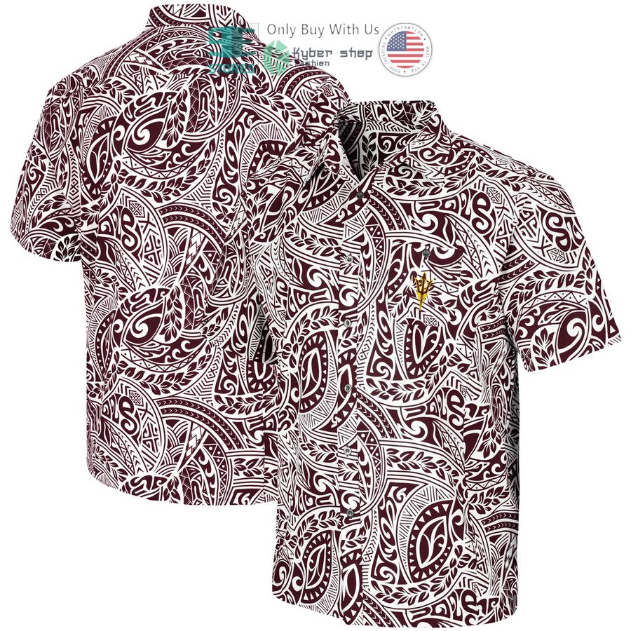 arizona state sun devils colosseum make like a tree camp maroon hawaiian shirt 1 12408