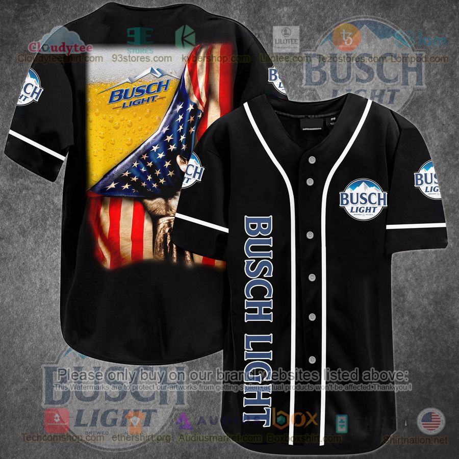 busch light beer united states flag black baseball jersey 1 57610