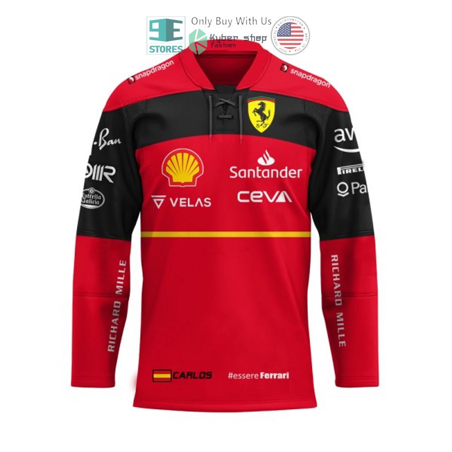 carlos sainz jr scuderia ferrari f1 santander velas ceva hockey jersey 2 18127