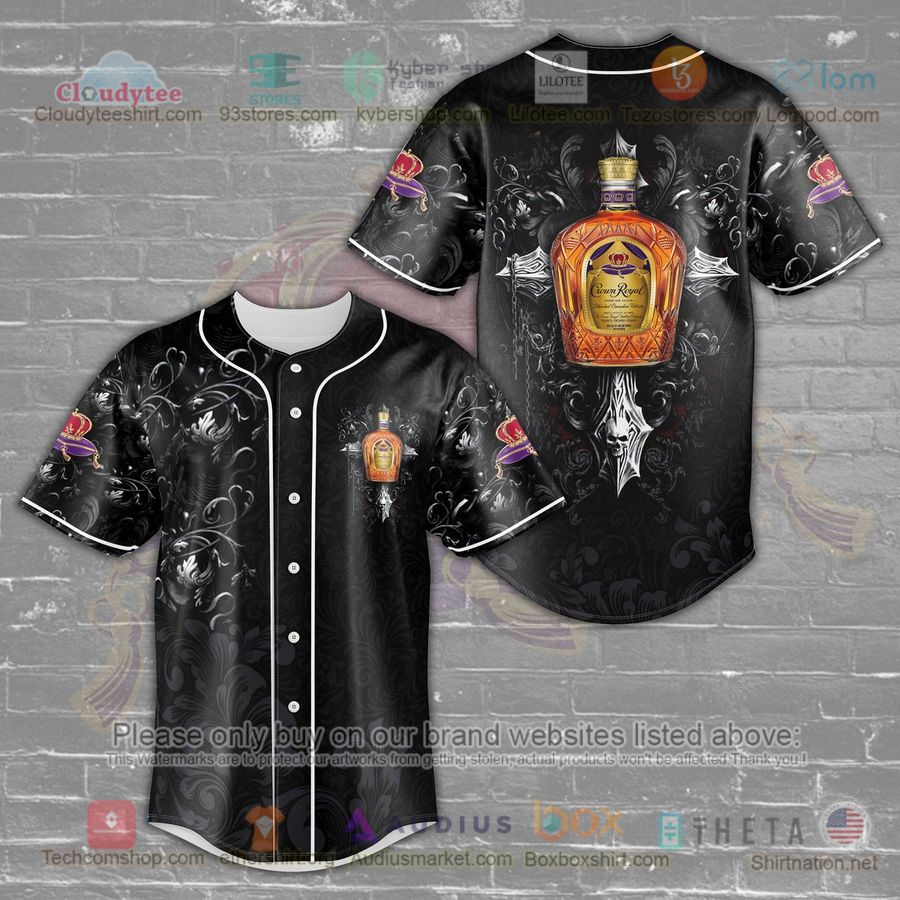 crown royal flowers black baseball jersey 1 42501