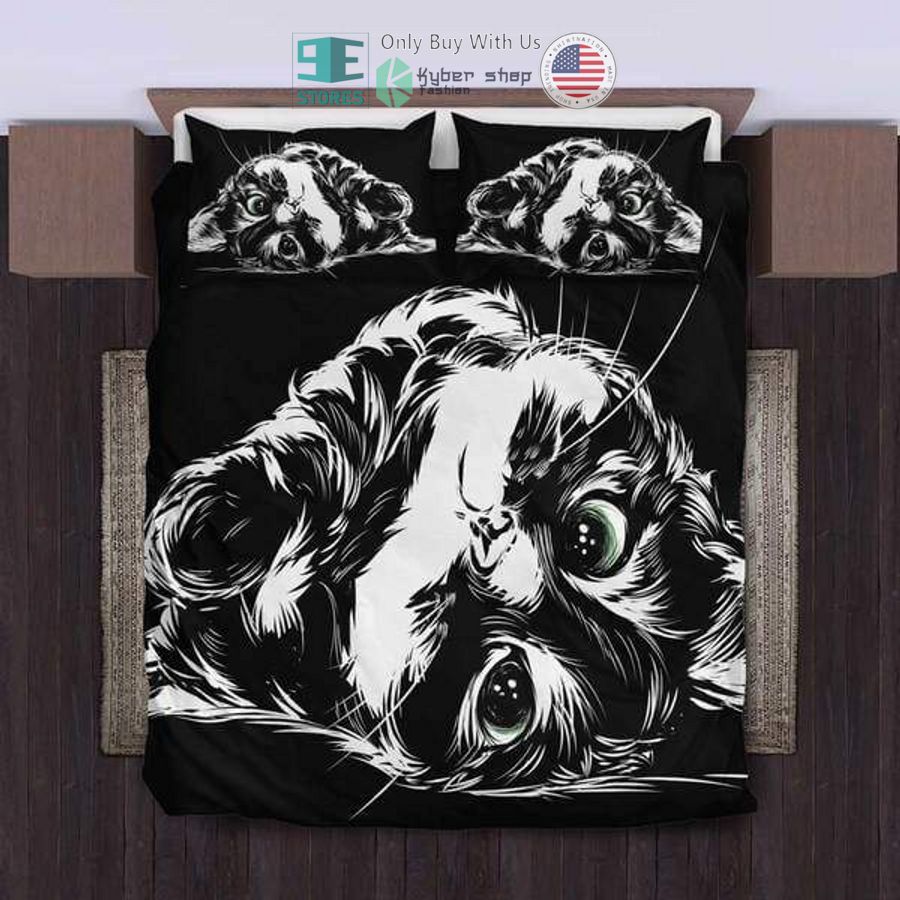 cute cat lie black white bedding set 1 72011