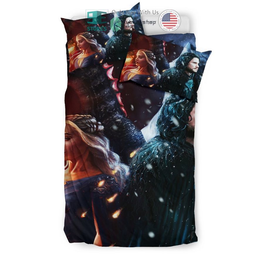 daenerys targaryen jon snow game of throne black bedding set 2 59676