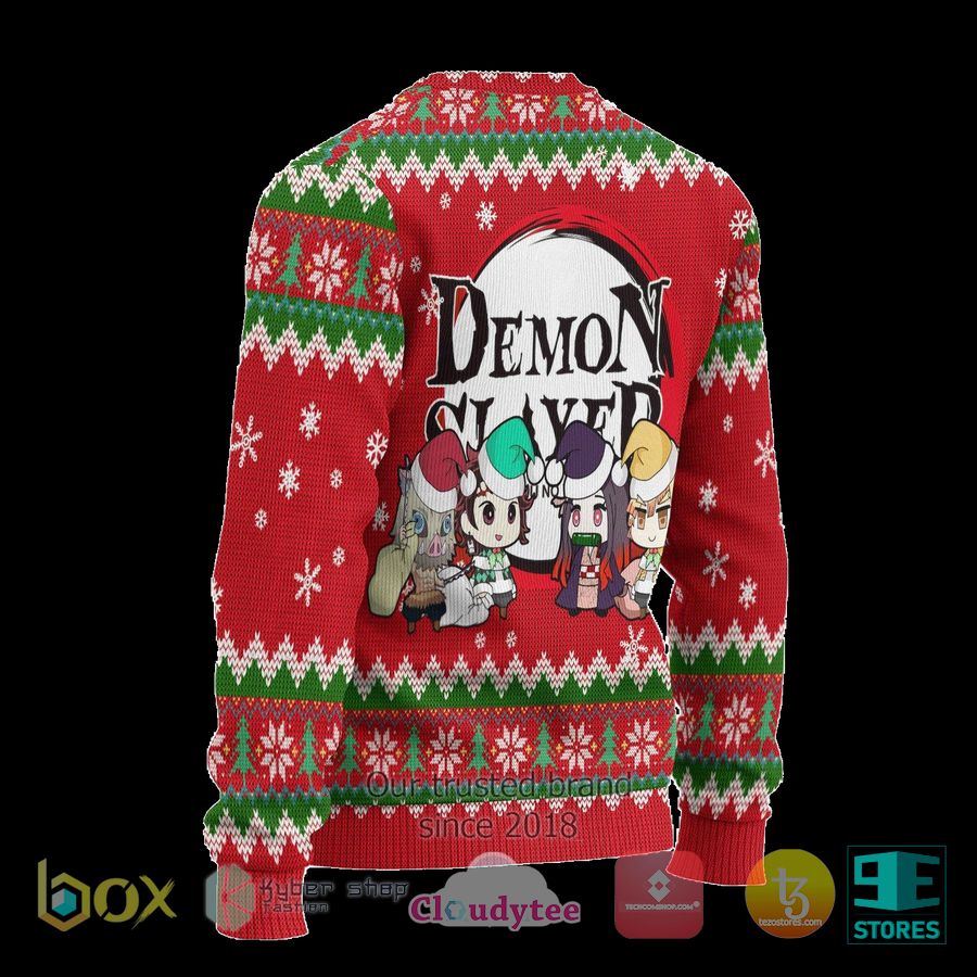 demon slayer anime red xmas ugly christmas sweater 2 36506