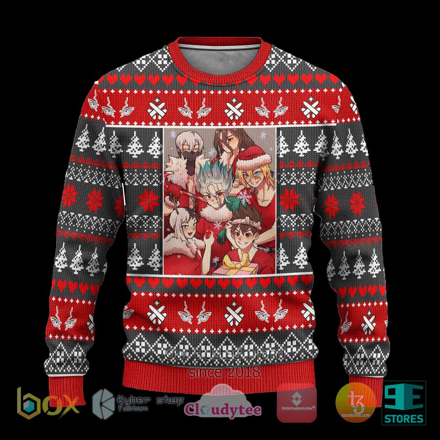 dr stone anime xmas ugly christmas sweater 1 48373