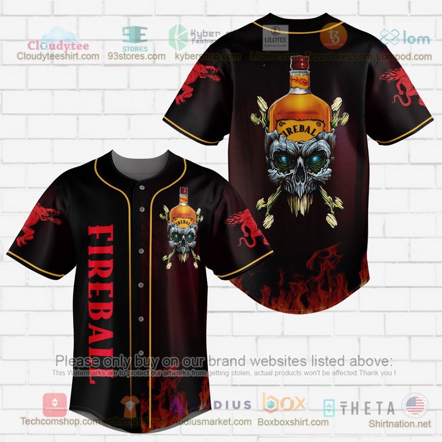 fireball whisky skull head baseball jersey 1 29684