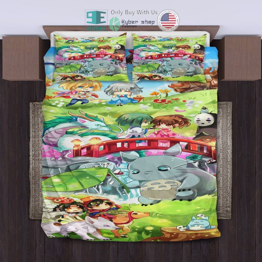 ghibli characters green bedding set 1 1549