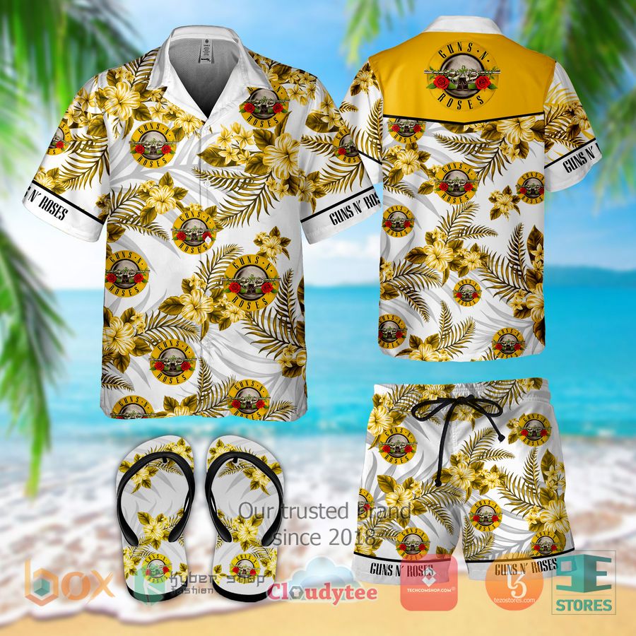 guns n roses band hawaiian shirt shorts 1 36790