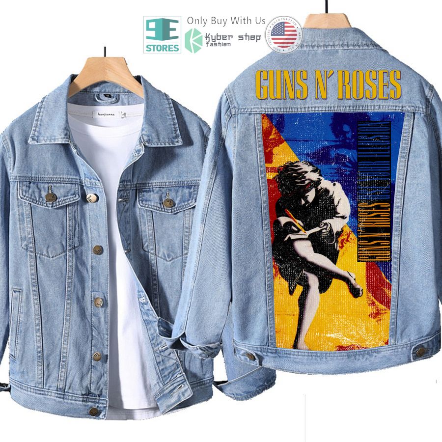 guns n roses band use your illusion red blue album denim jacket 3 14308