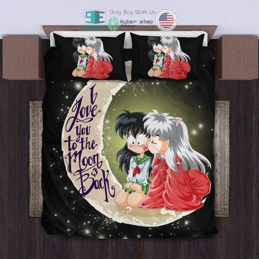 i love you to the moon back inuyasha kiss kagome bedding set 1 51351