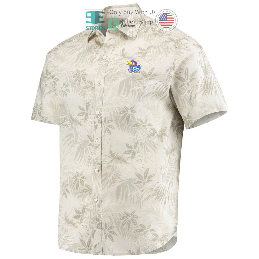 kansas jayhawks tommy bahama forest fronds oatmeal hawaiian shirt 2 58951