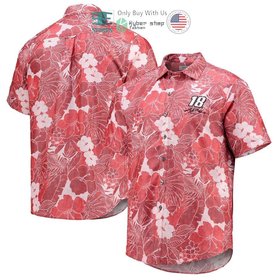 kyle busch tommy bahama coconut point playa flora camp red hawaiian shirt 1 74591