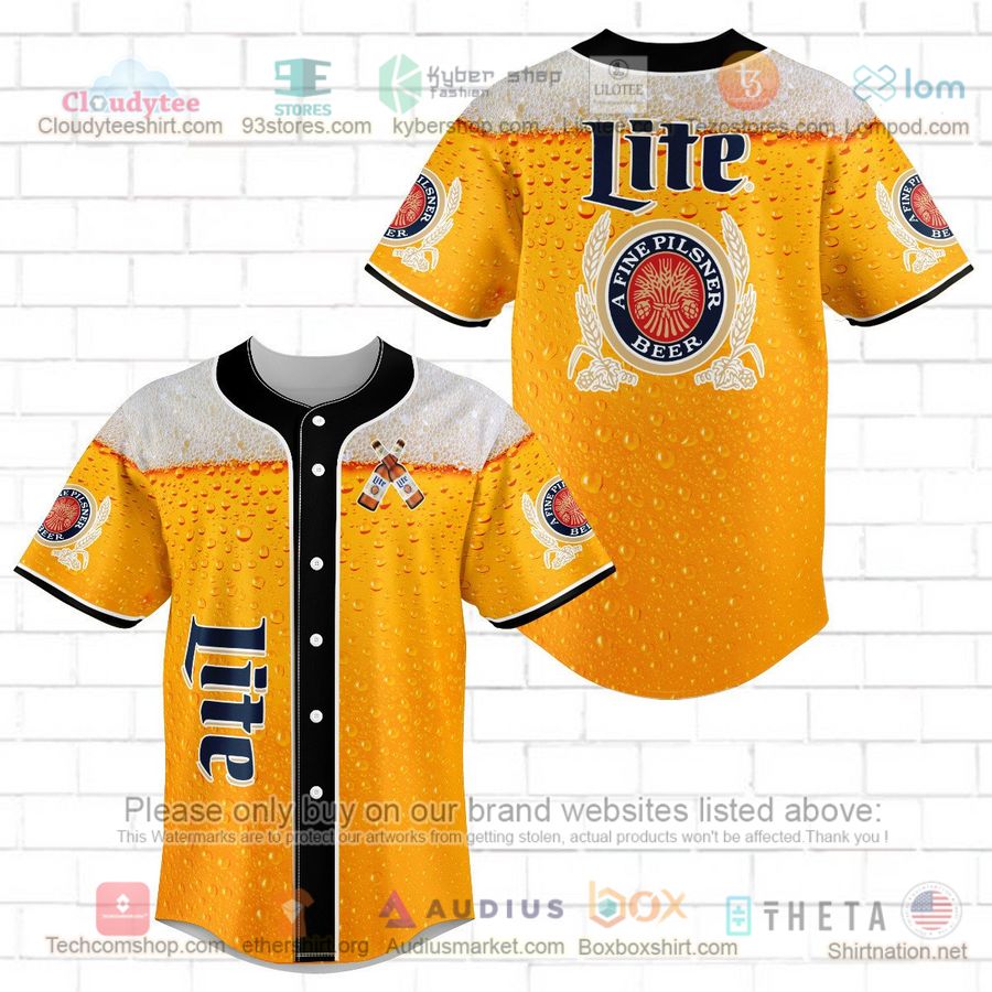 lite beer orange black baseball jersey 1 9817