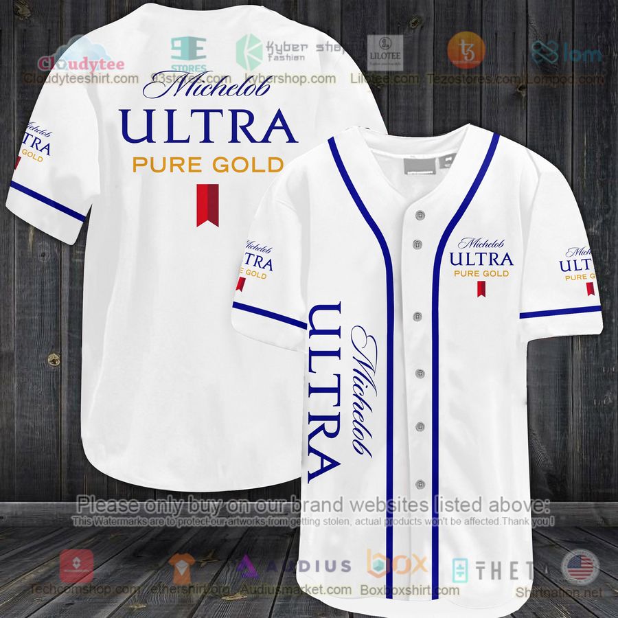 michelob ultra pure gold white baseball jersey 1 81069