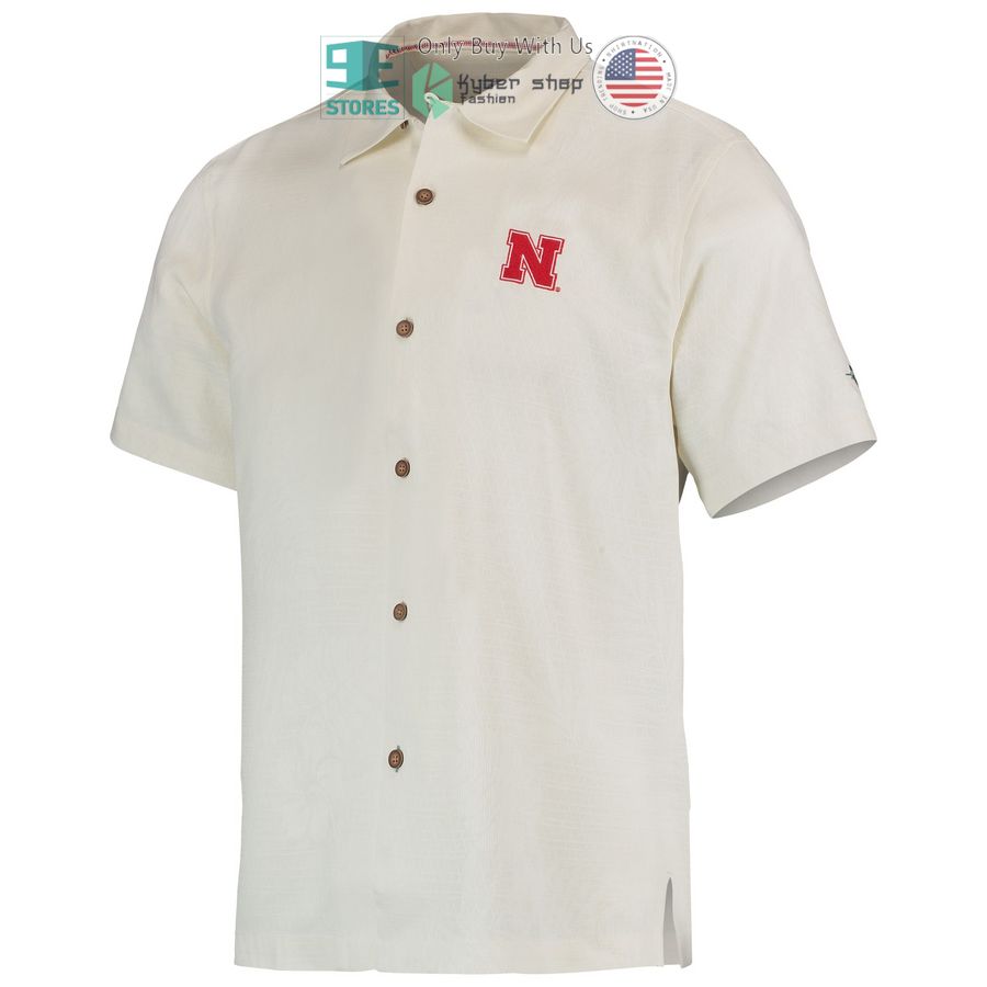 nebraska huskers tommy bahama run like you stole it camp white hawaiian shirt 2 35738