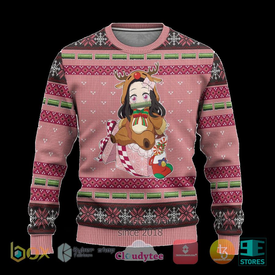 nezuko demon slayer anime ugly christmas sweater 1 40376