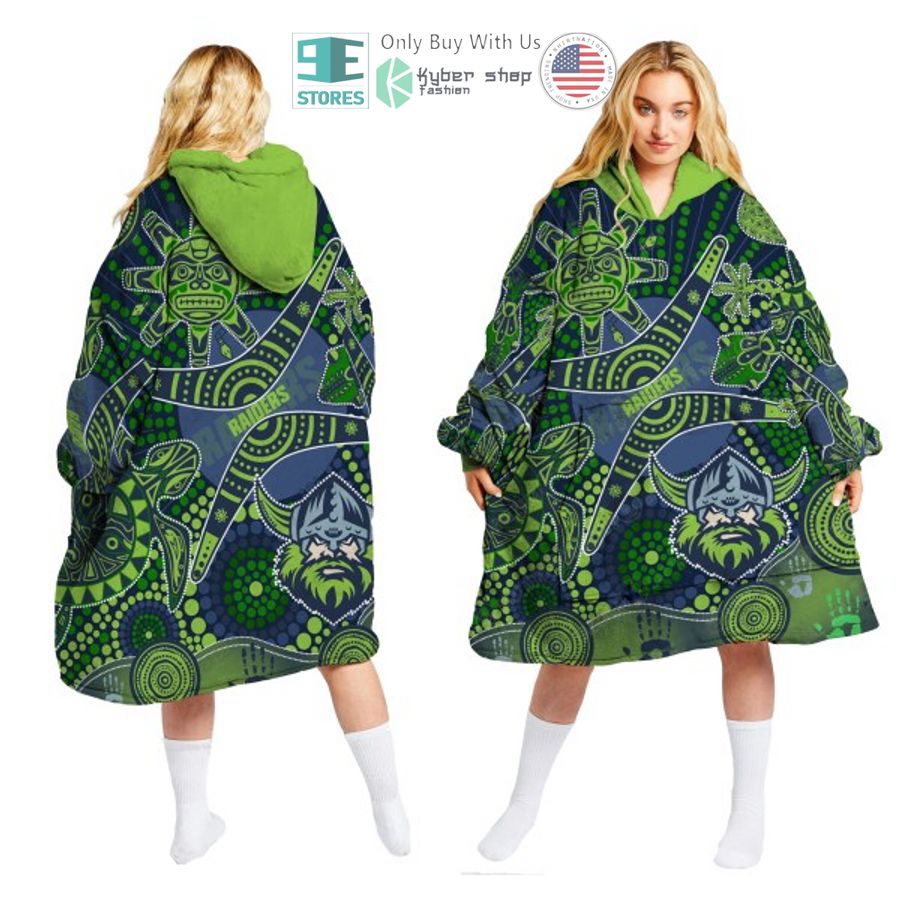 nrl canberra raiders sherpa tribal pattern hooded blanket 1 13809