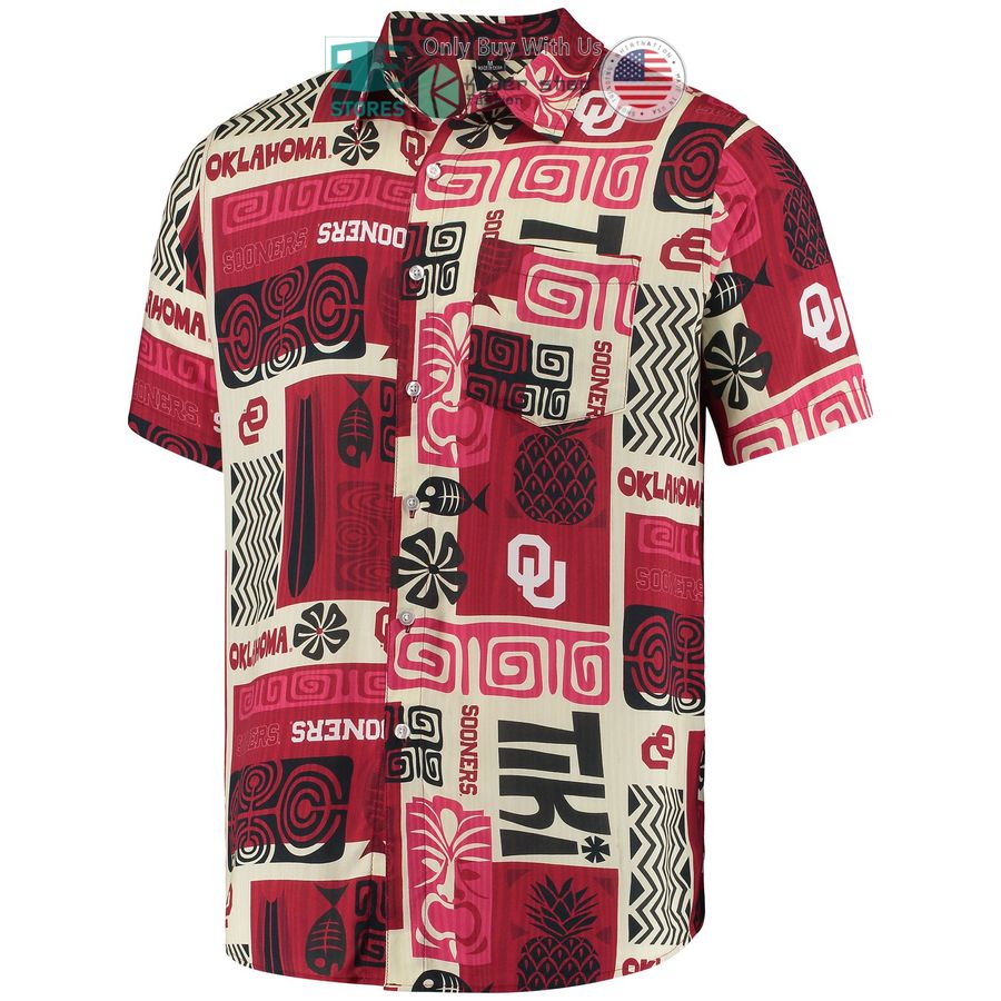 oklahoma sooners foco tiki t tan hawaiian shirt 2 26030