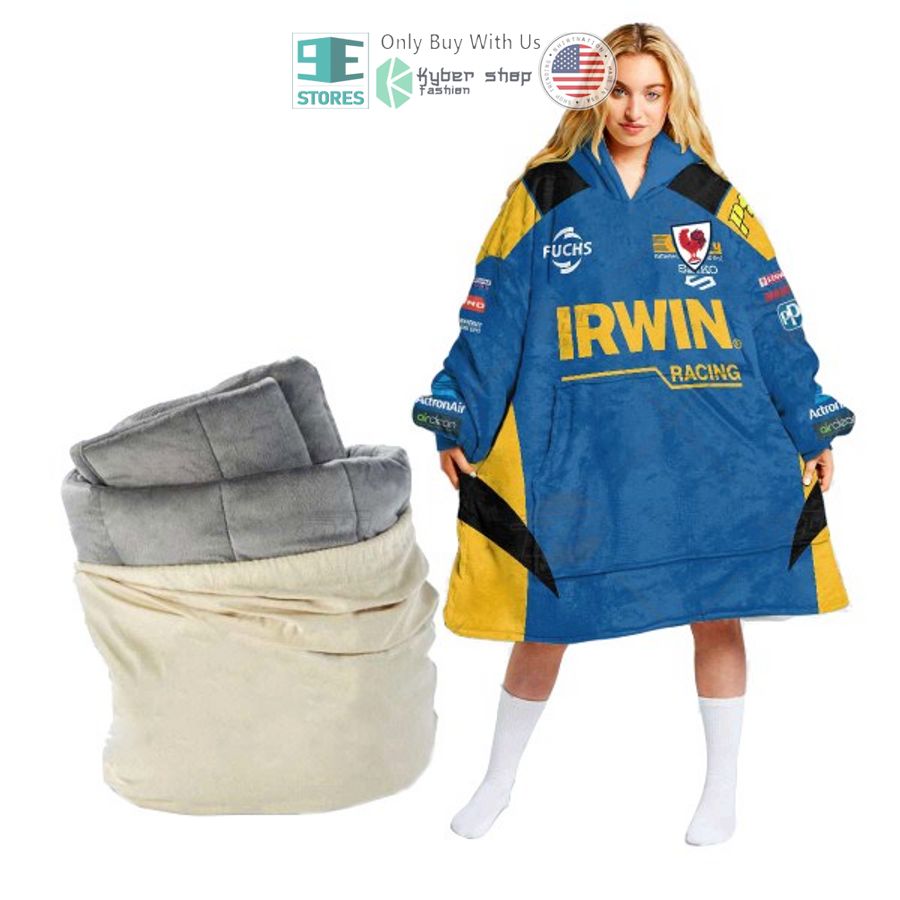 personalise v8 supercars irwin racing mark winterbottom sherpa hooded blanket 1 84165