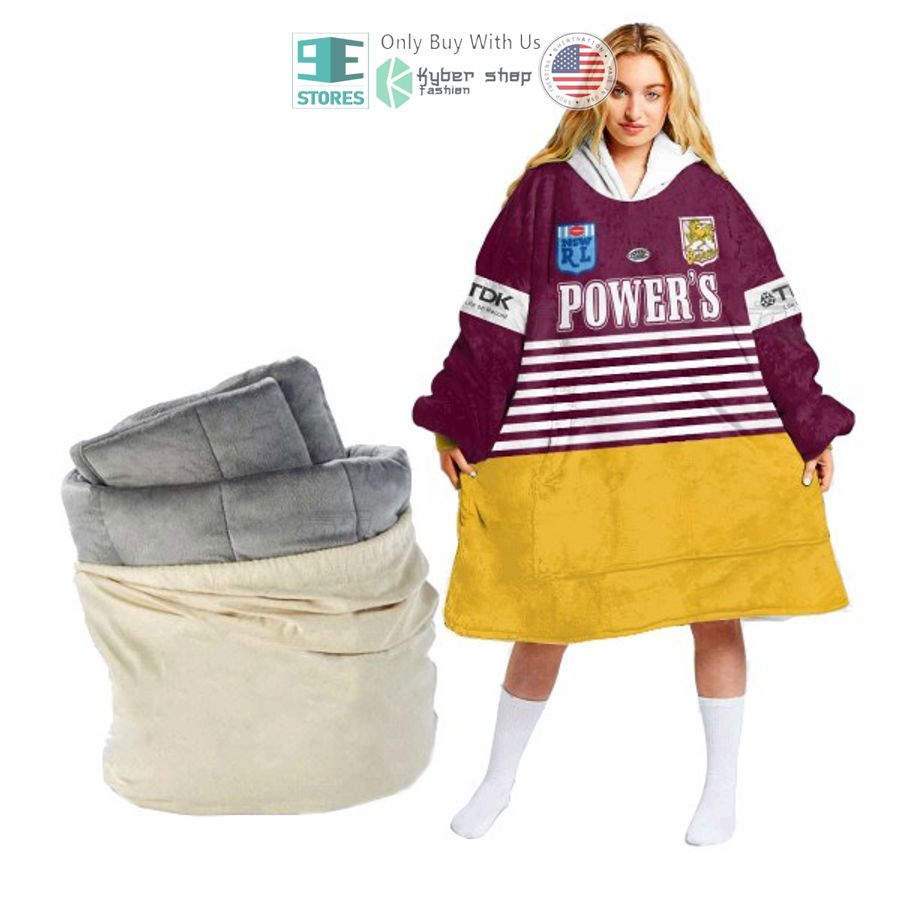 personalized brisbane broncos powers sherpa hooded blanket 1 81787