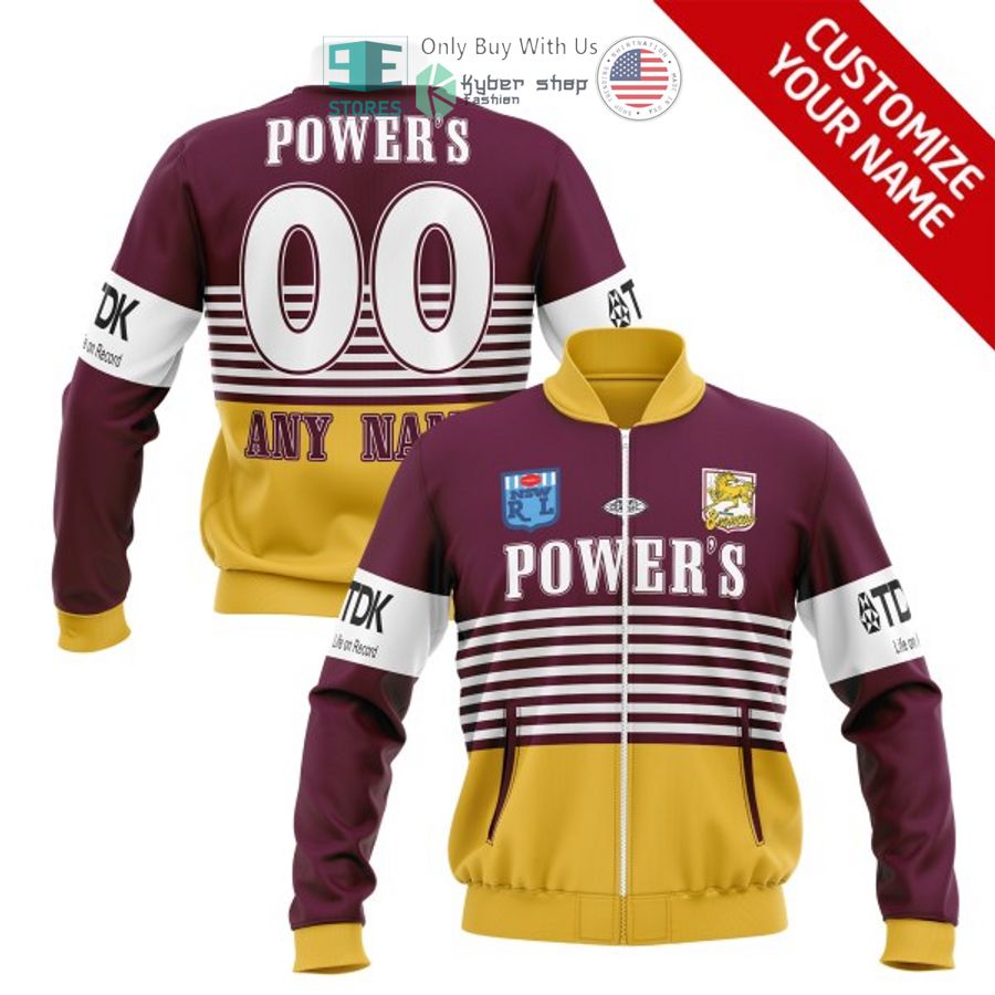 personalized brisbane broncos retro bomber jacket 1 10937