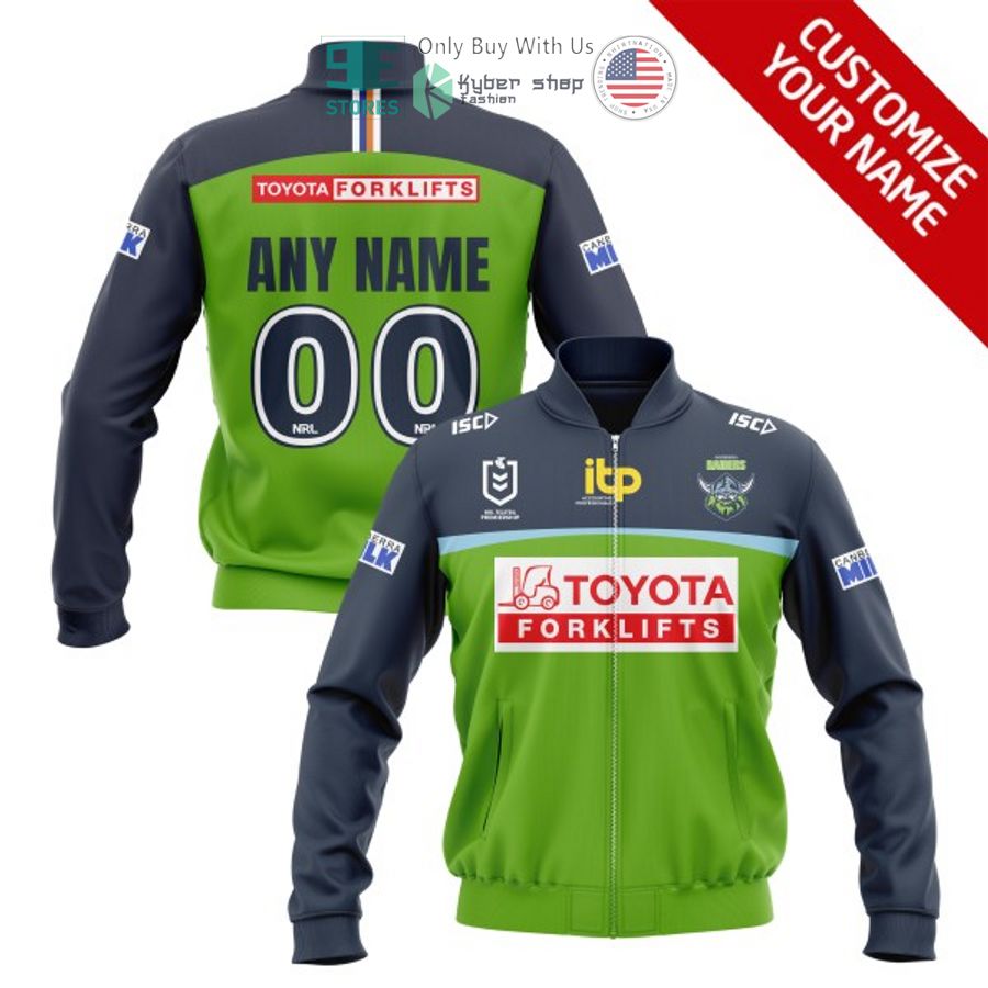 personalized canberra raiders toyota bomber jacket 1 7612