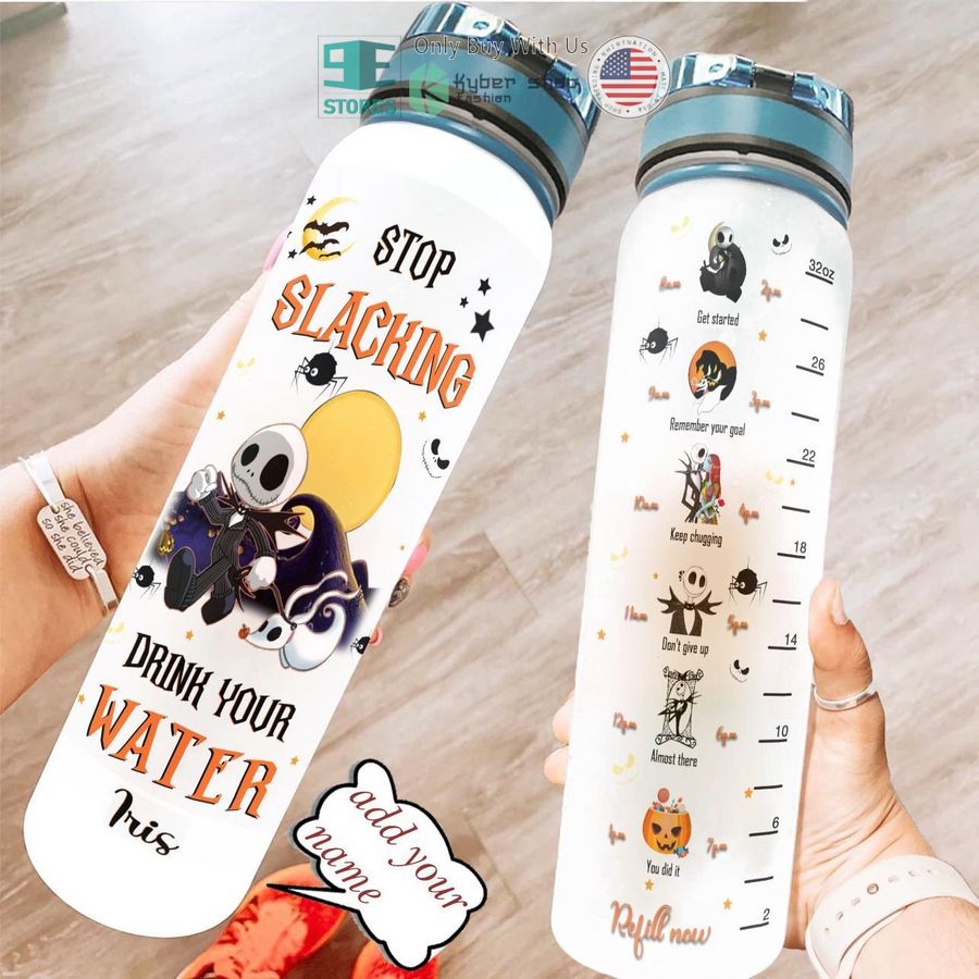 personalized chibi jack skellington stop slacking water bottle 1 78746