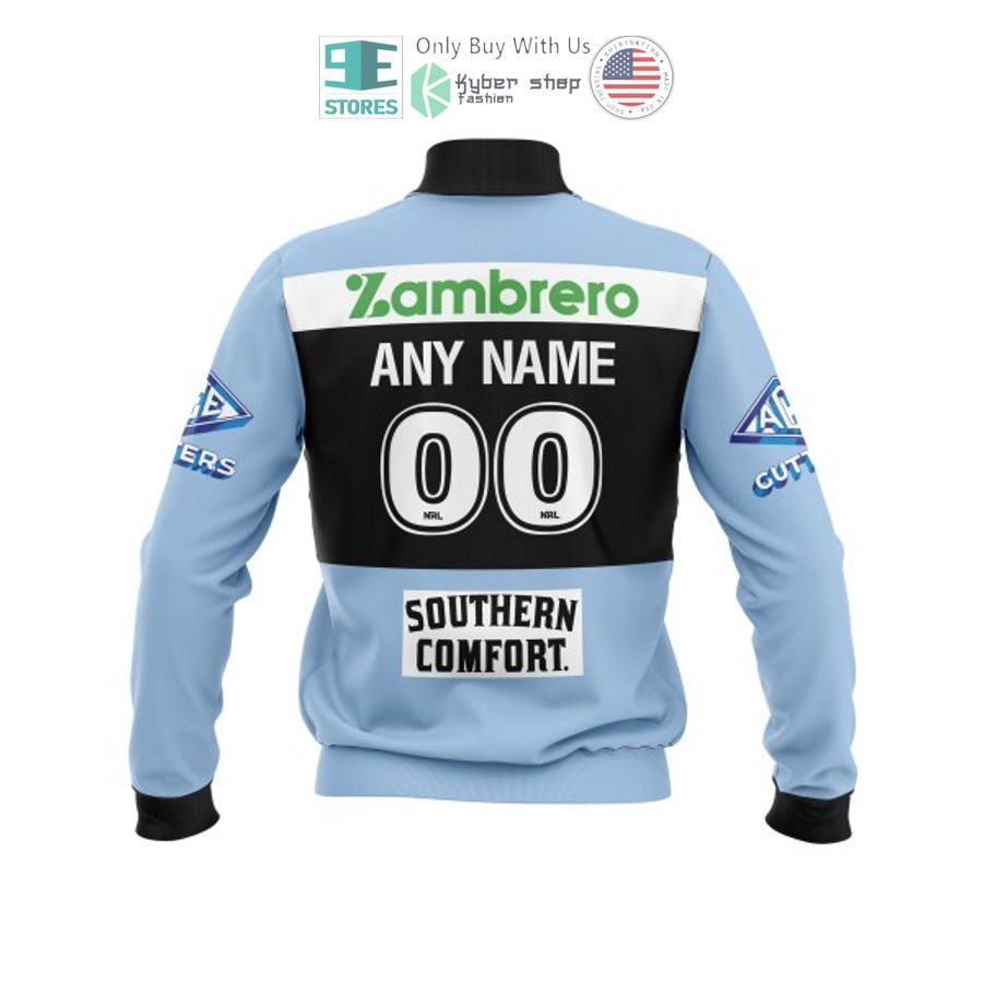 personalized cronulla sutherland sharks blue bomber jacket 2 95187