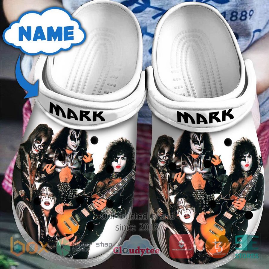 personalized kiss band white black crocband clog 1 72251