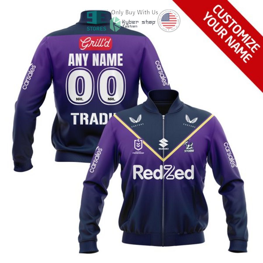 personalized melbourne storm violet bomber jacket 1 77882