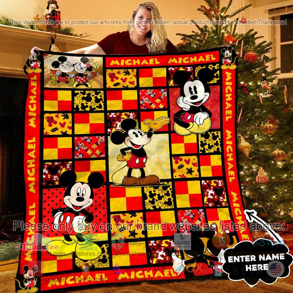 personalized mickey mouse pattern quilt 1 11842