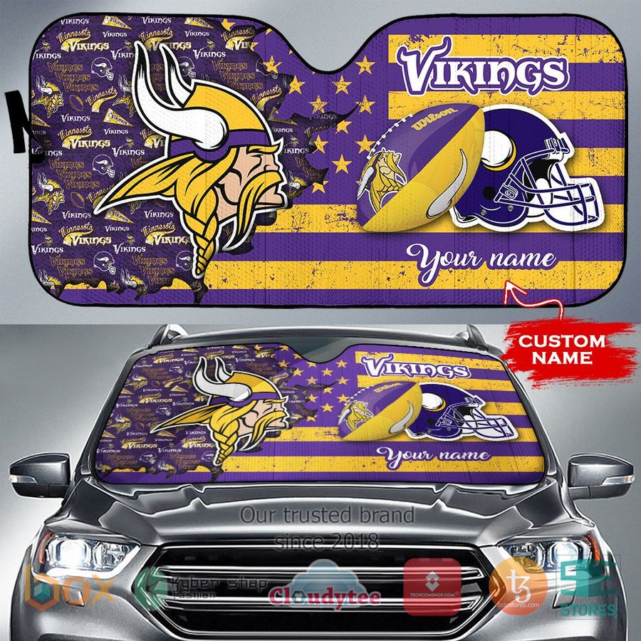 personalized minnesota vikings custom name car sunshades 1 14980