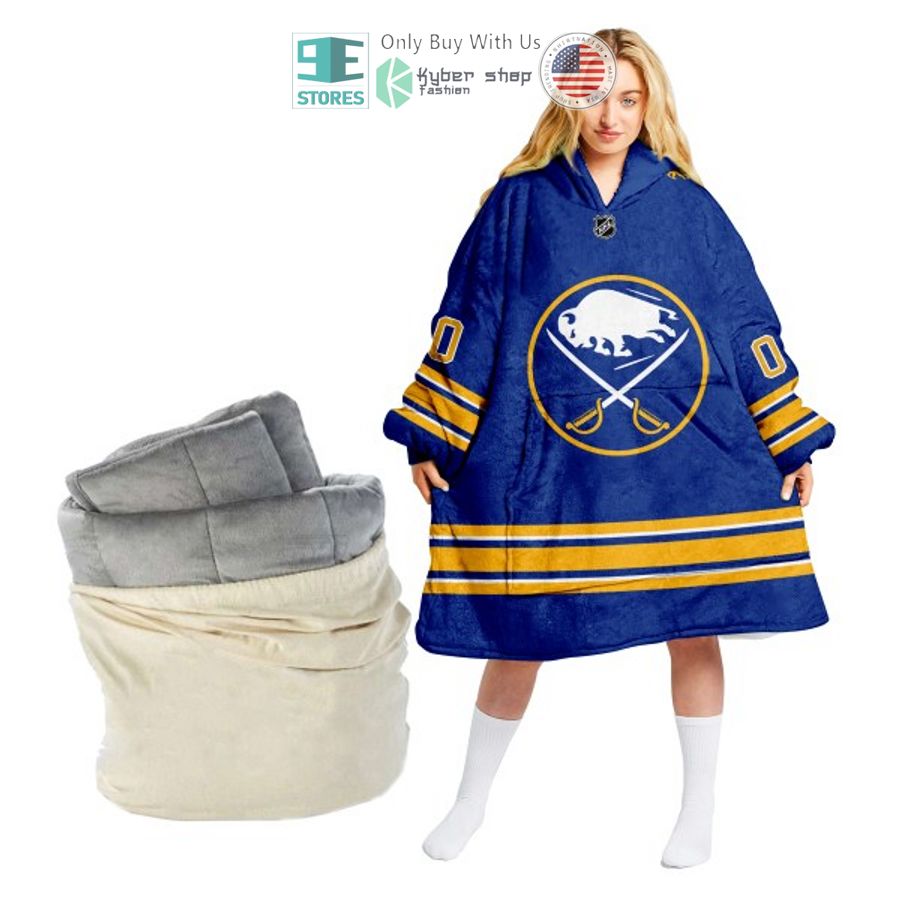 personalized nhl buffalo sabres logo sherpa hooded blanket 1 25110