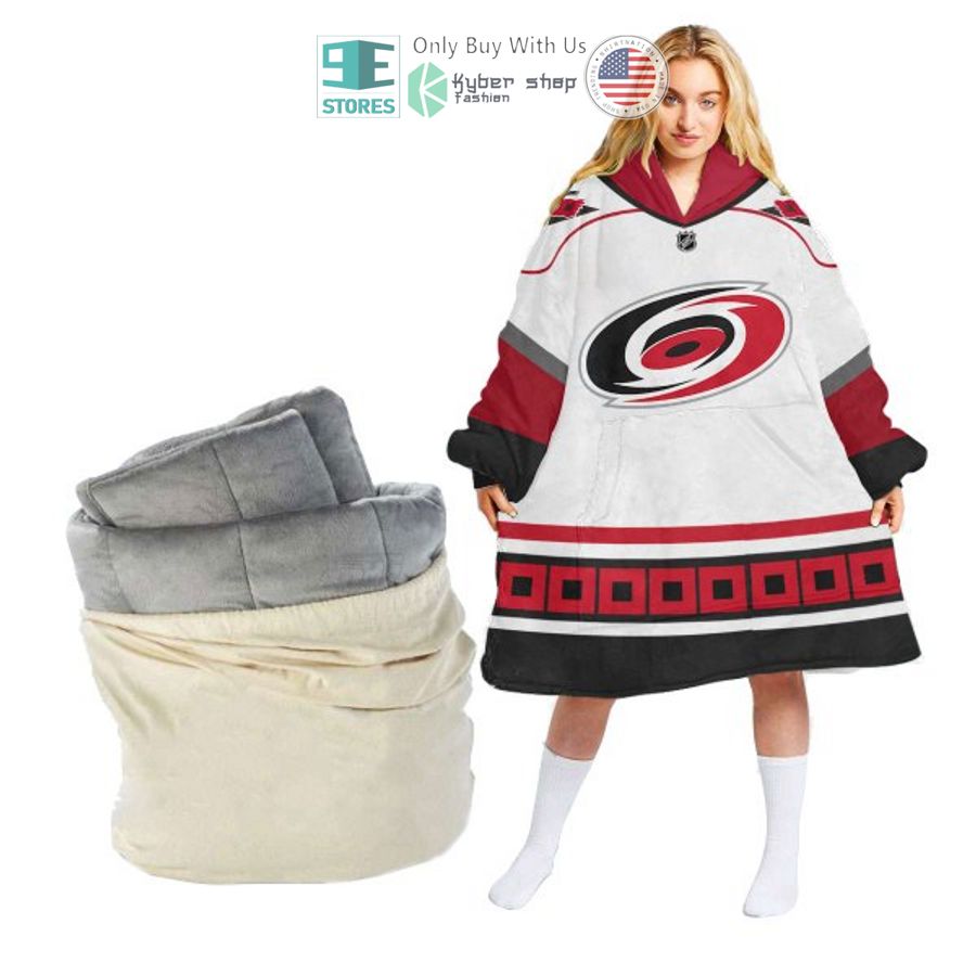 personalized nhl carolina hurricanes logo sherpa hooded blanket 1 12409