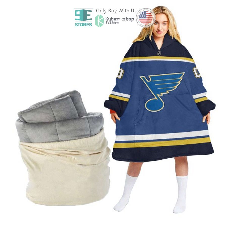 personalized nhl st louis blues logo sherpa hooded blanket 2 79588