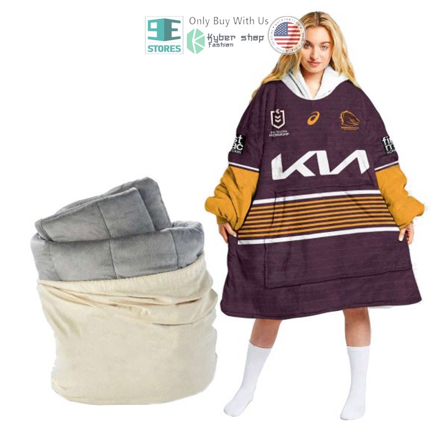 personalized nrl brisbane broncos national storage sherpa hooded blanket 1 9466