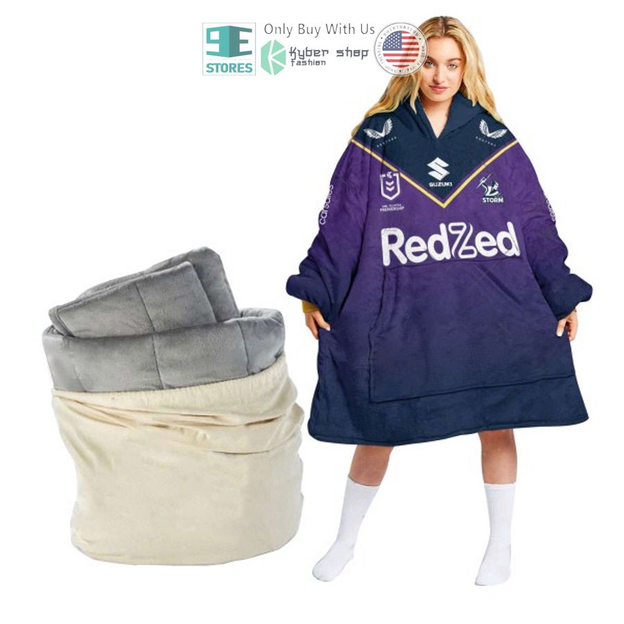 personalized nrl melbourne storm redzed sherpa hooded blanket 1 73705