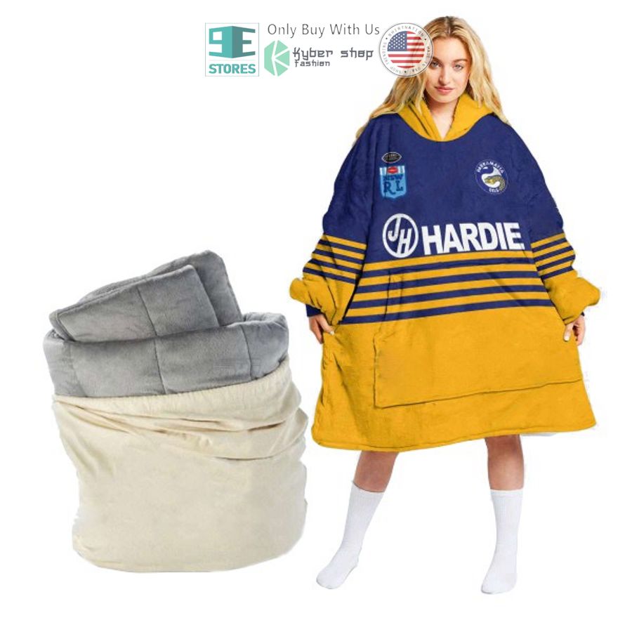 personalized nrl parramatta eels hardie sherpa hooded blanket 1 14619