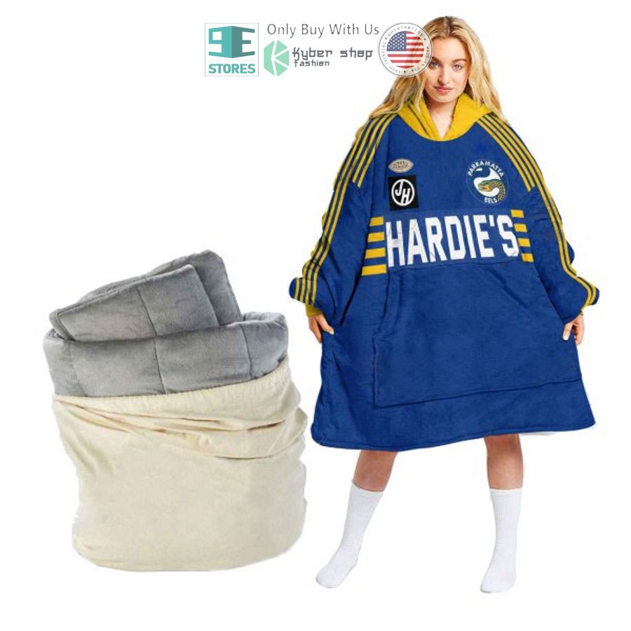 personalized nrl parramatta eels hardies sherpa hooded blanket 1 85092