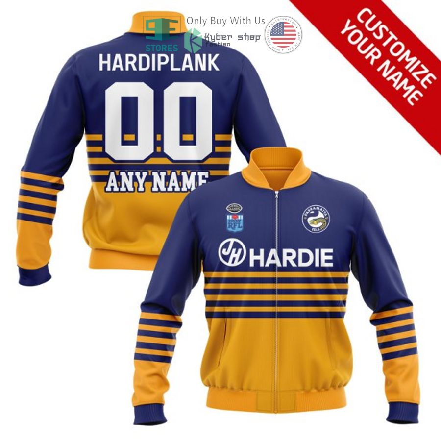 personalized nrl parramatta eels striped bomber jacket 1 81286