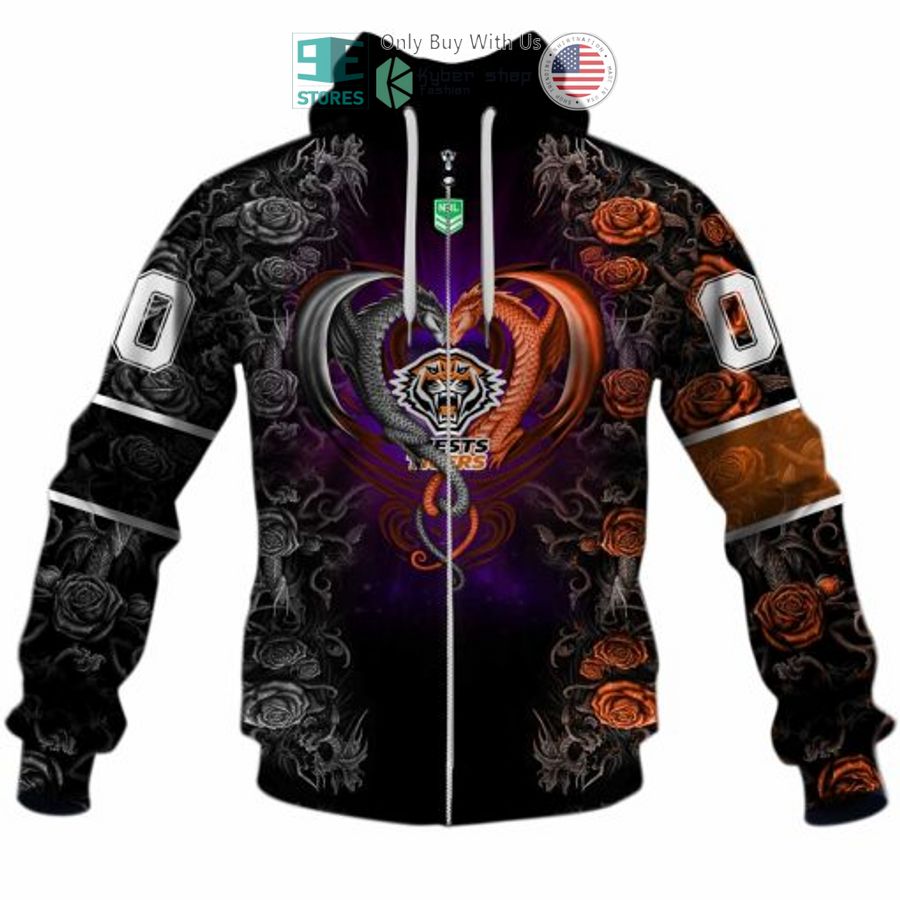 personalized nrl wests tigers rose dragon 3d hoodie 2 70144