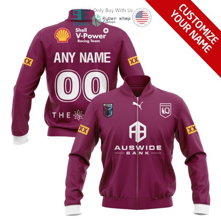 personalized state of origin queensland maroons dark pink bomber jacket 1 44145