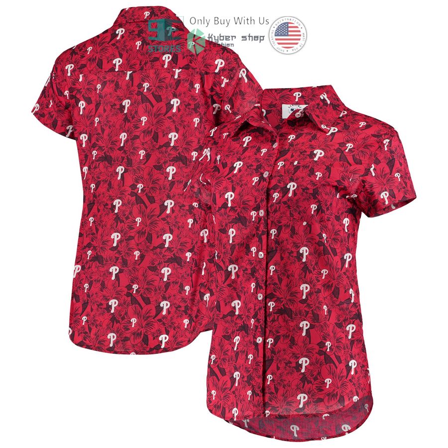 philadelphia phillies foco floral red hawaiian shirt 1 66456