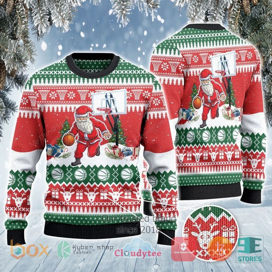 santa dribble basketball ugly christmas sweater 1 70648