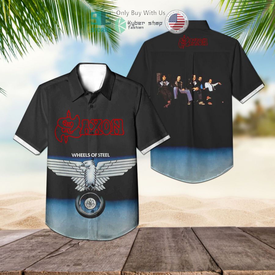 saxon band wheels of steel album hawaiian shirt 1 80893