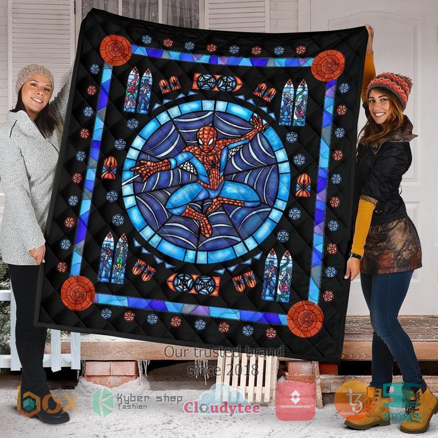 spider man stain glass style quilt blanket 2 40719