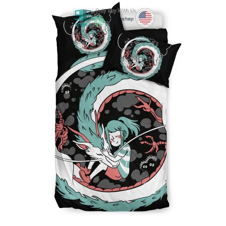 spirited away chihiro haku fanart bedding set 2 78469